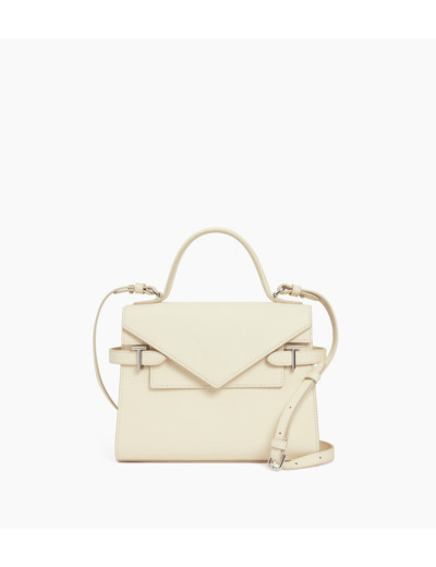 Sac à main double rabat moyen modèle Emilie en cuir grainé