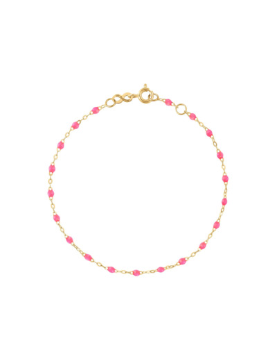 Bracelet Gigi Clozeau Classique en or jaune et résine rose fluo, 17cm