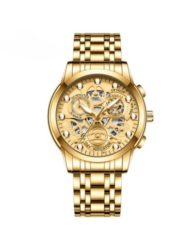 Montre Homme Lumineux Étanche en Acier Inoxydable 2451JJ - Or