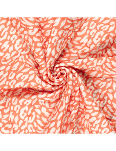 Sélection Coup de coudre - Tissu Voile de Coton Matelassé "Panthère" Corail