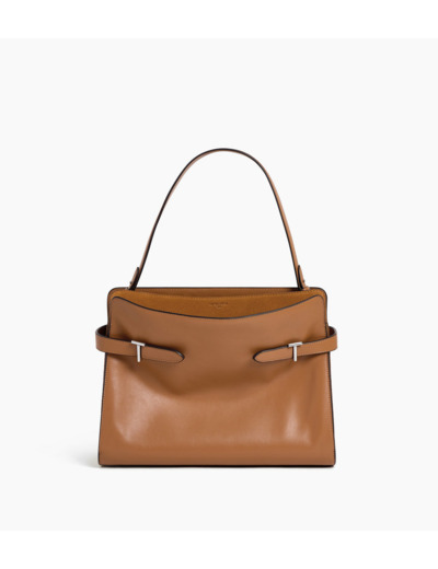 Sac porté épaule grand modèle Emie en cuir lisse et nubuck