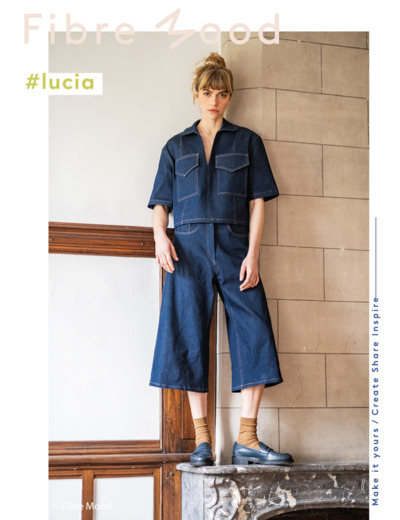 Fibre Mood - Tissu Denim Japonais en Coton Mélangé "Lucia" Uni Couleur Bleu Marine