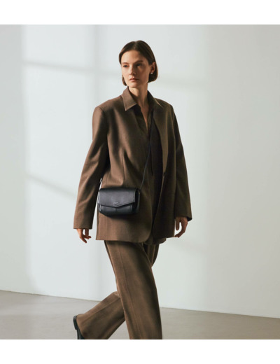 Sac pochette avec bandoulière amovible Charlotte en cuir lisse