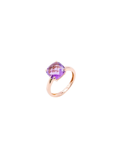 Bague Cesare Pompanon Poppy Blue petit modèle en or rose et améthyste