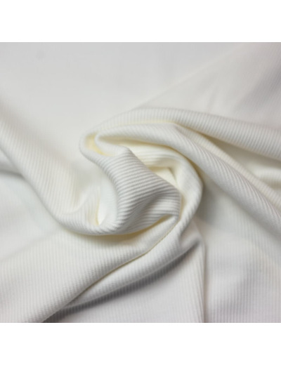 Sélection Coup de Coudre - Tissu Maille de Coton Côtes Fines Couleur Blanc