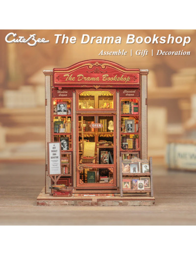 [BOOK NOOK]  MINIATURE HOUSE - DIY - La Librairie Drama - 253pc + Eclairage LED