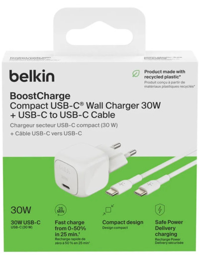 Chargeur Secteur 30W avec Câble USB-C vers USB-C