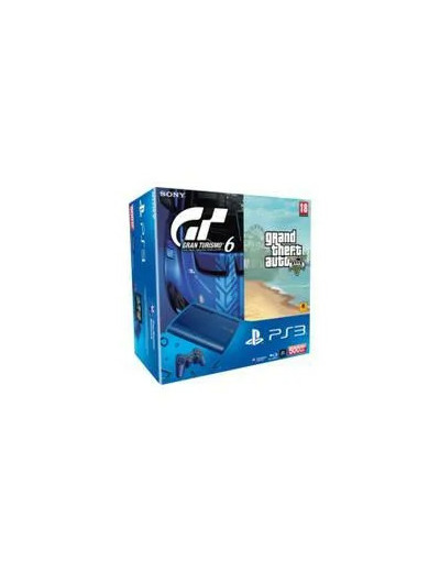 Console Sony Pack PS3 slim bleu 500 Go Gran turismo 6 + Gta V