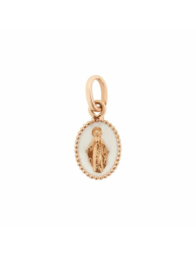 Pendentif Gigi Clozeau Madone en or rose, résine blanche émaillée