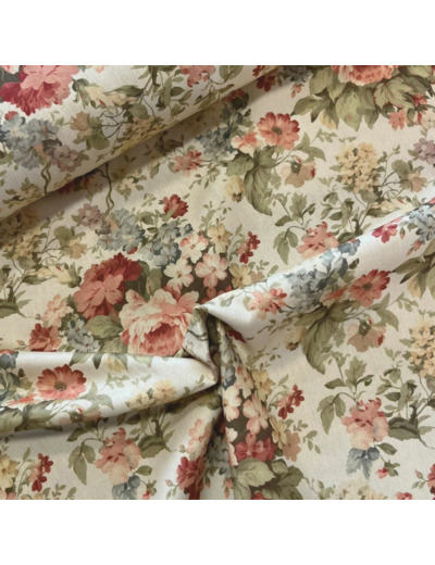 Sélection Coup de Coudre - Tissu en Coton "Floral Vintage" - Beige