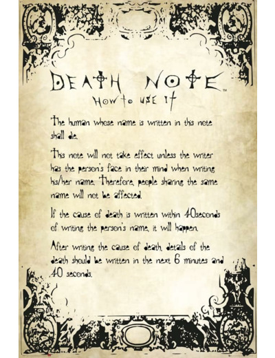 GB eye - DEATH NOTE Poster Règles (91.5 x 61 cm)