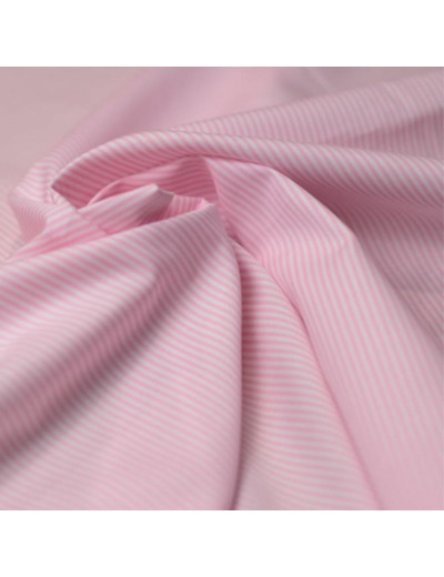 Sélection Coup de coudre - Coton chemise fil à fil – Rayures fines roses et blanches