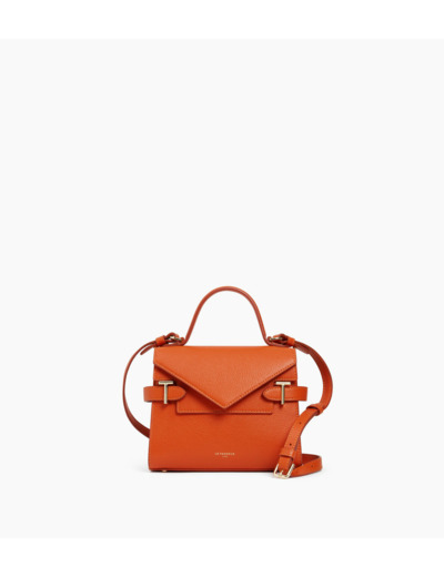 Petit sac à main double rabat Emilie en cuir grainé