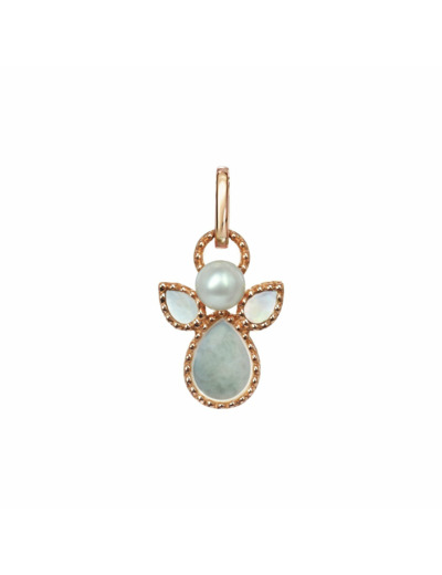 Pendentif Isabelle Langlois Mon Ange en or rose et nacre blanche, perle blanche