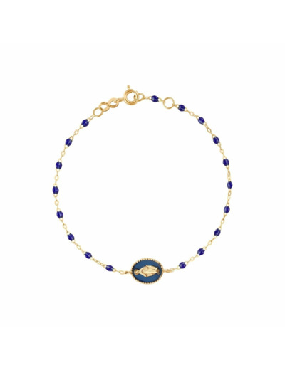 Bracelet Gigi Clozeau Madone en or jaune et résine bleu de Prusse, 17cm