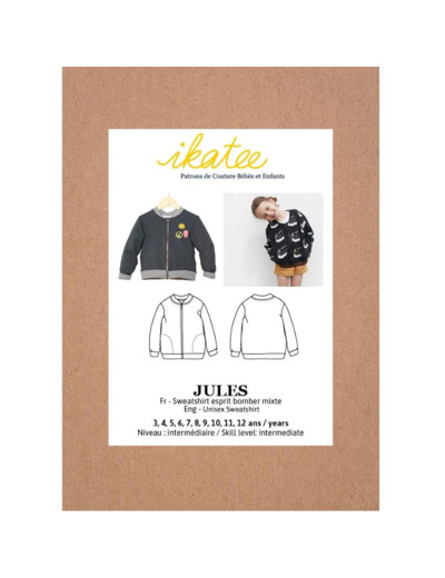 Ikatee – Patron Enfant Sweat Bomber Mixte "Jules" de 3 à 12 ans