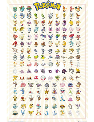 [POSTER] POKEMON  Poster Maxi 91,5x61 - Kanto 151 Français