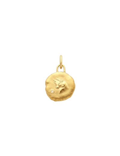 Médaille Arthus Bertrand Astro Taureau en or jaune et diamant, 15 mm