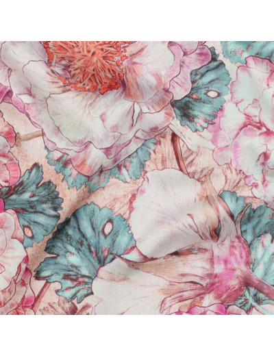 Nerida Hansen - Satin de Coton Impression Digitale "Anémone du Japon"