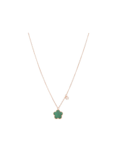 Collier Cesare Pompanon Fiore di Mamma petit modèle en or rose et malachite et diamants blancs