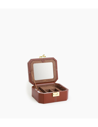 Petite boite à bijoux fermoir T en cuir