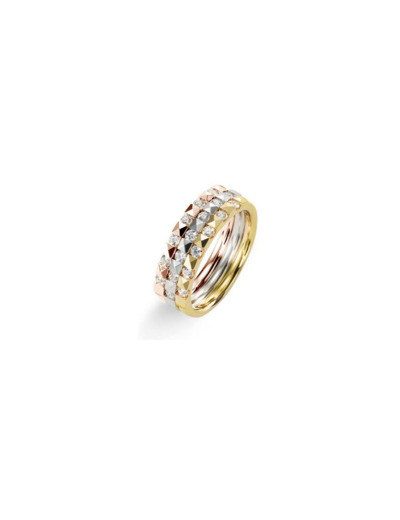 Bague multirangs en or jaune, or blanc, or rose et diamants de 0.53ct