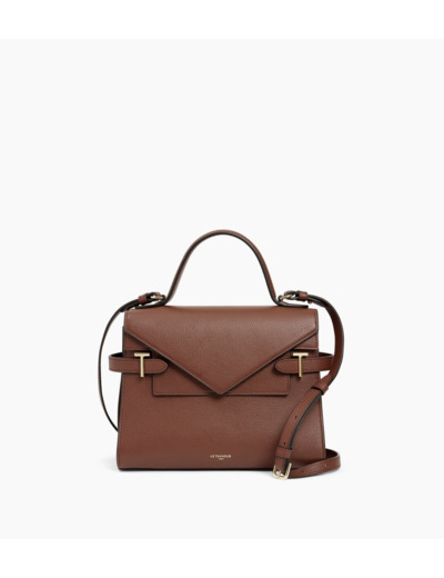 Sac à main double rabat moyen modèle Emilie en cuir grainé