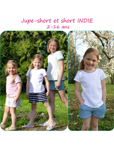 Petits D'om – Patron Indie – Jupe-Short et Short en Jersey – Tailles 2 à 16 ans