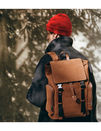 Sac à dos à rabat Maurice en cuir nubuck grainé