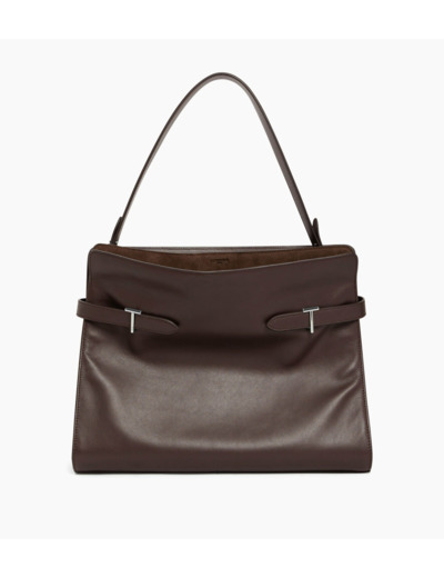 Sac porté épaule modèle maxi Emie en cuir lisse et refente de velours