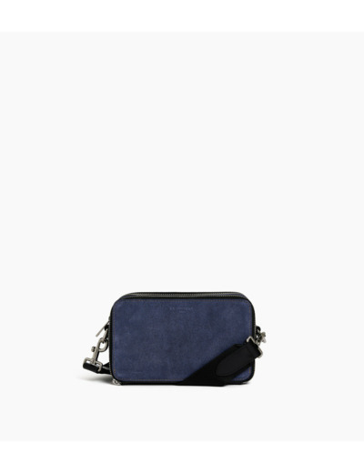 Petite sacoche 2 compartiments Emile en cuir suède effet denim