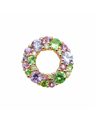 Pendentif Isabelle Langlois Émotion  en or rose et iolite, tsavorites, saphir rose, diamants