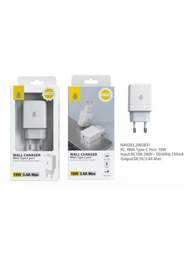 Embout Secteur Type C OnePlus 3.4A 18W Blanc NA0283