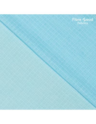 Fibre Mood - Tissu Voile de Coton "London" Couleur Bleu Cielà Motif Petits Carreaux