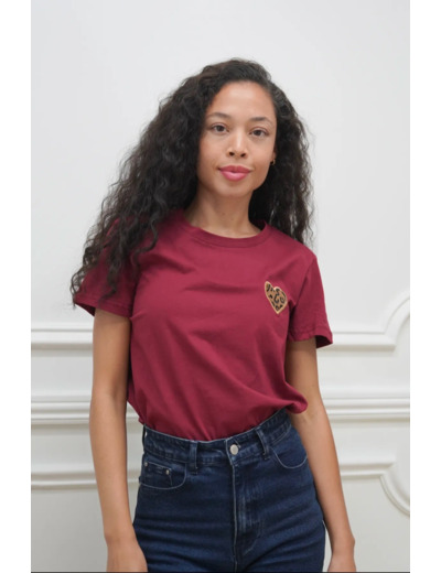 t-shirt Léona motif coeur léopard