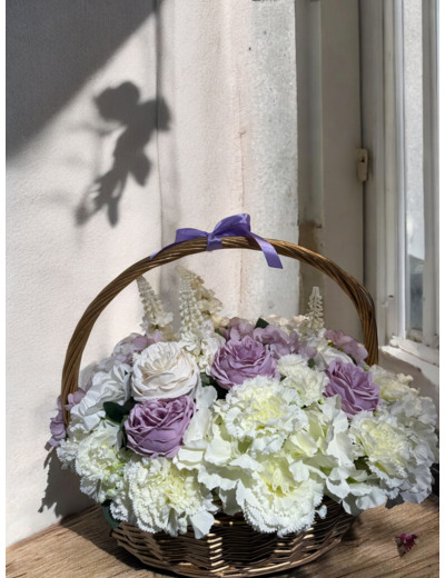 Panier fleurs artificielles M