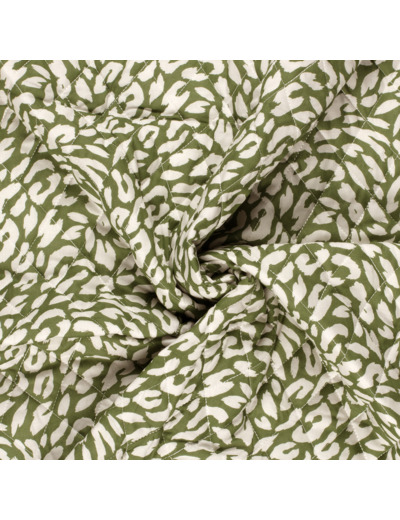 Sélection Coup de coudre - Tissu Voile de Coton Matelassé "Panthère" Kaki