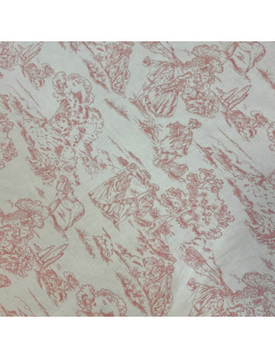 Sélection Coup de Coudre - Tissu en Coton et Lin Toile de Jouy - Rouge